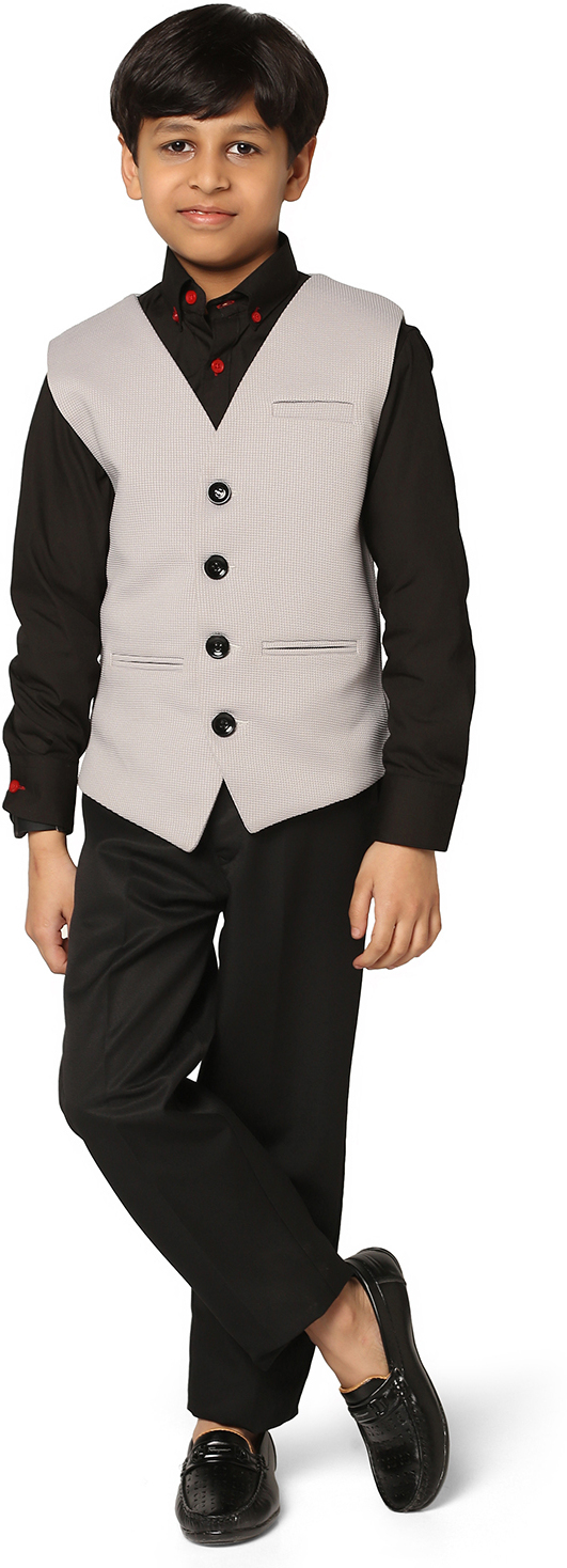 TAHVO Boys Party Festive Waistcoat Pant (Grey)