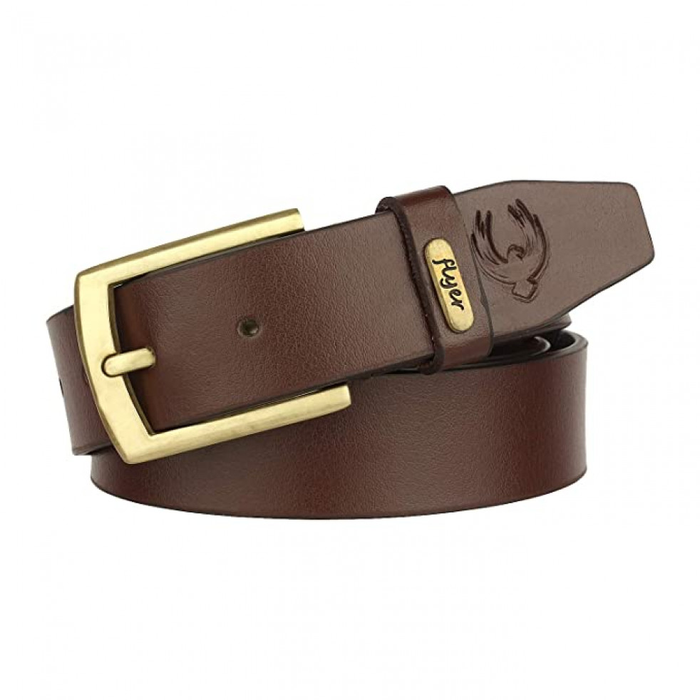 Flyer Leather belt for Men (Formal/Casual)Brown Adjustable Size Buckle