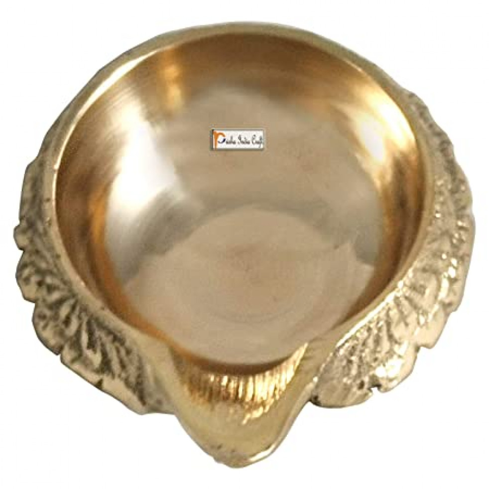 Prisha India Craft Brass Diwali Kuber Deepak Diya Oil Lamp for Poojan Purpose, Set of 10