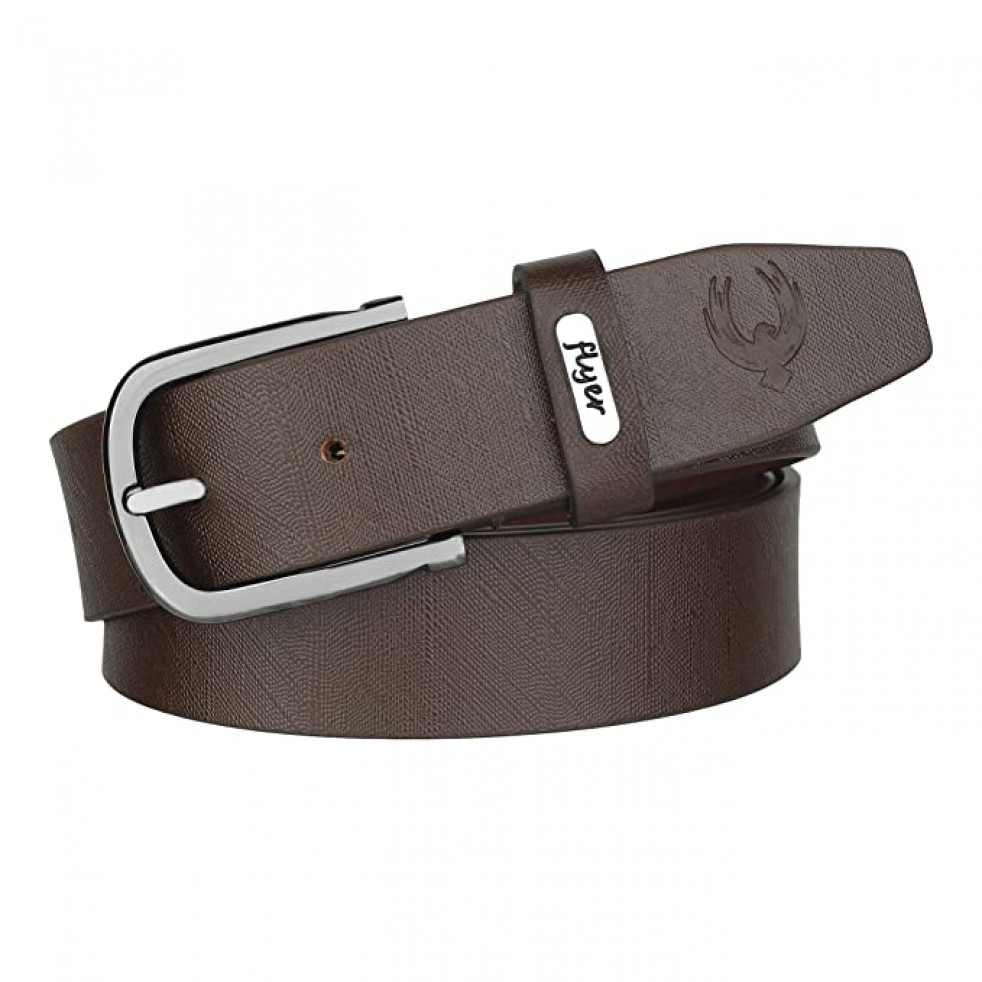 Flyer Men's BR1818 Brown Leather belt (Formal/Casual)Adjustable Size Buckle