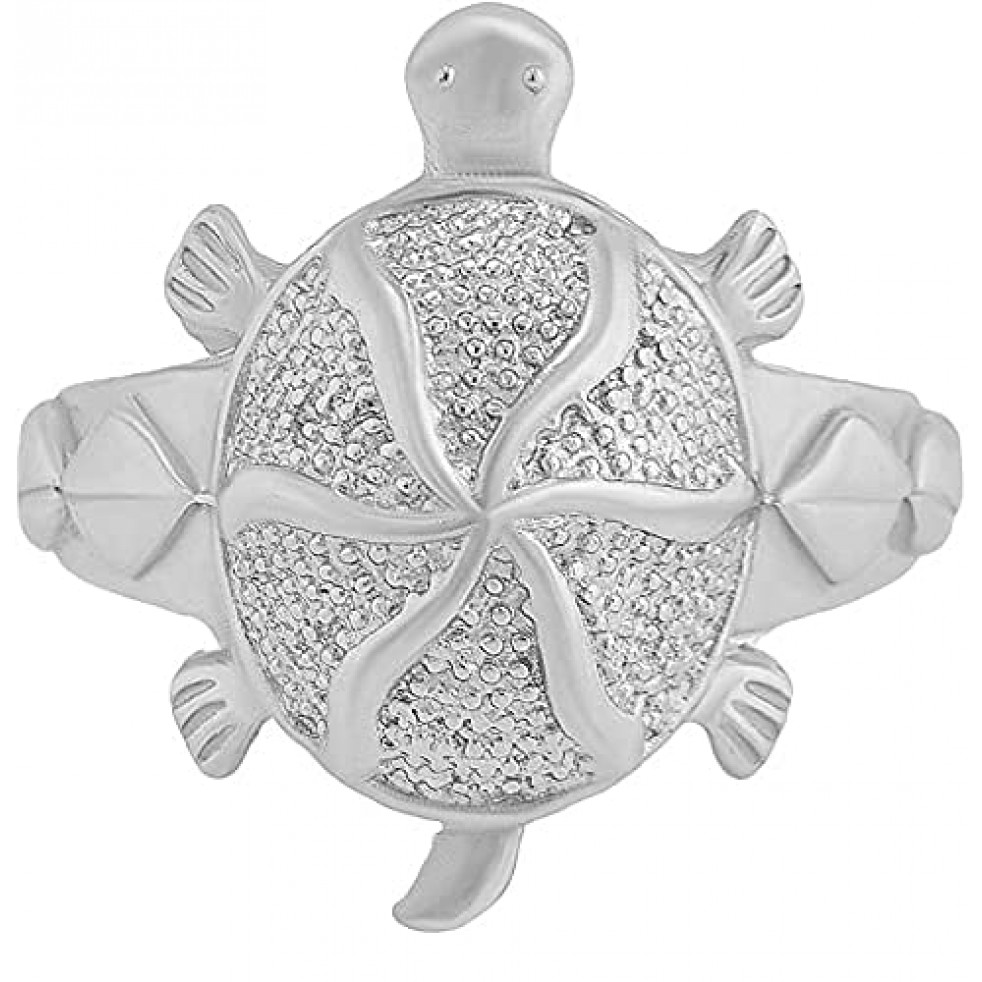 Zumrut Silver Plated Embellished Tortoise Turtle Kachua Shape Ring