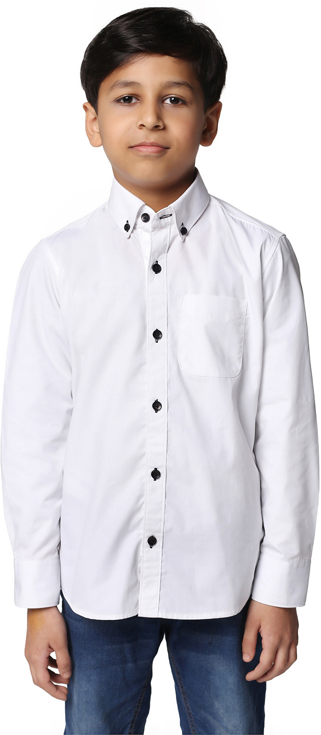 TAHVO Boys Solid Casual White Shirt