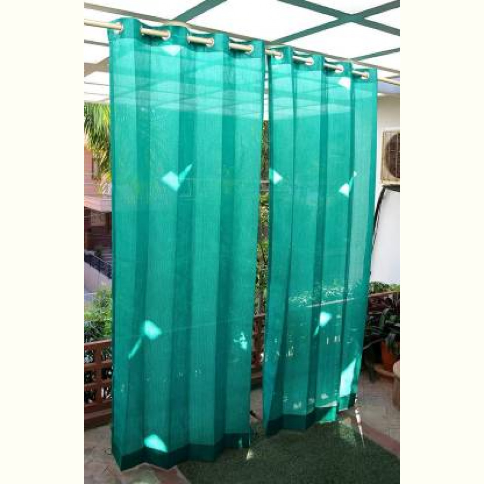 Boutique Ever 244 Cm (8 Ft) Net Blackout Door Curtain (Pack Of 2) (Solid, Green)