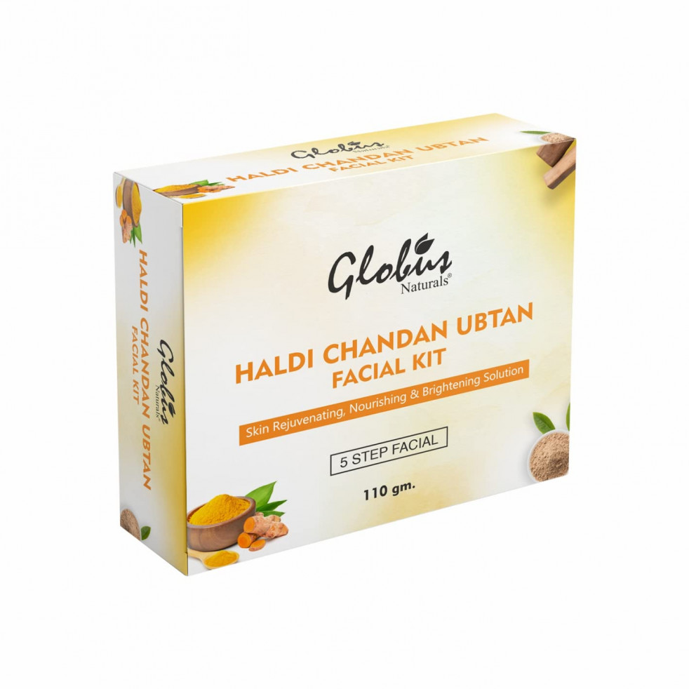 Globus Naturals Haldi Chandan Ubtan Brightening Lightening 5 Step Facial Kit,110 G