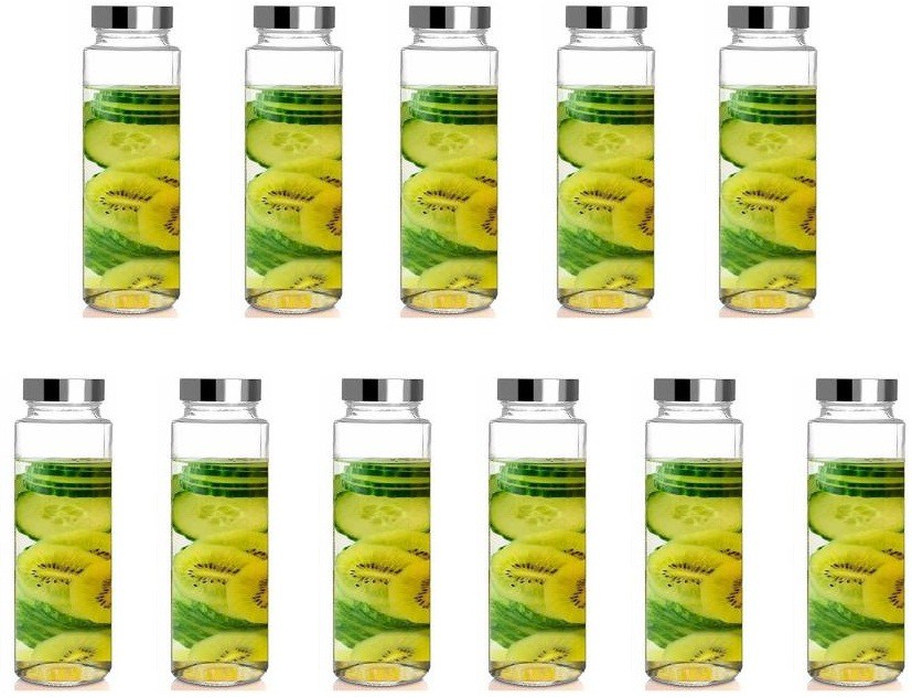 Transparent Water, Milk, Juice, Shake Serving Bottle Jar With Lid, 750 Ml, Pack Of 11