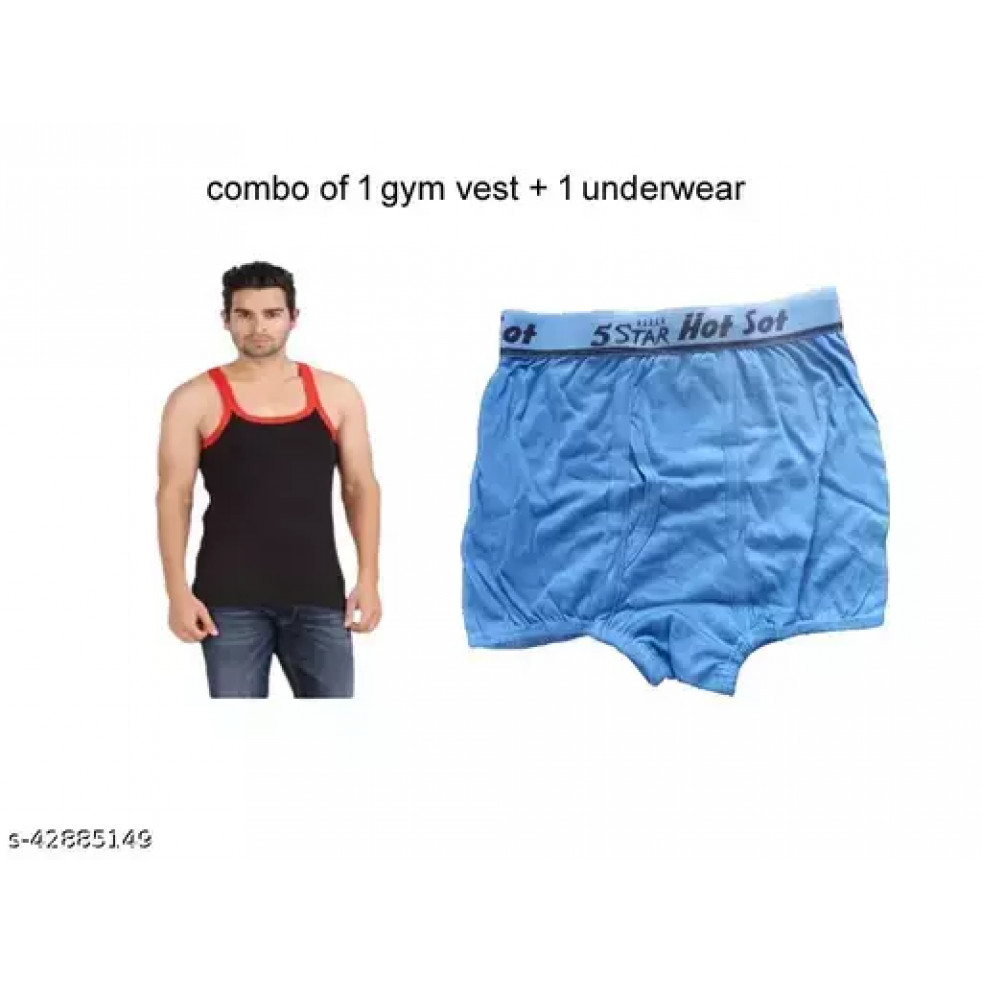 men 1 gym vest and 1 underwear combo
