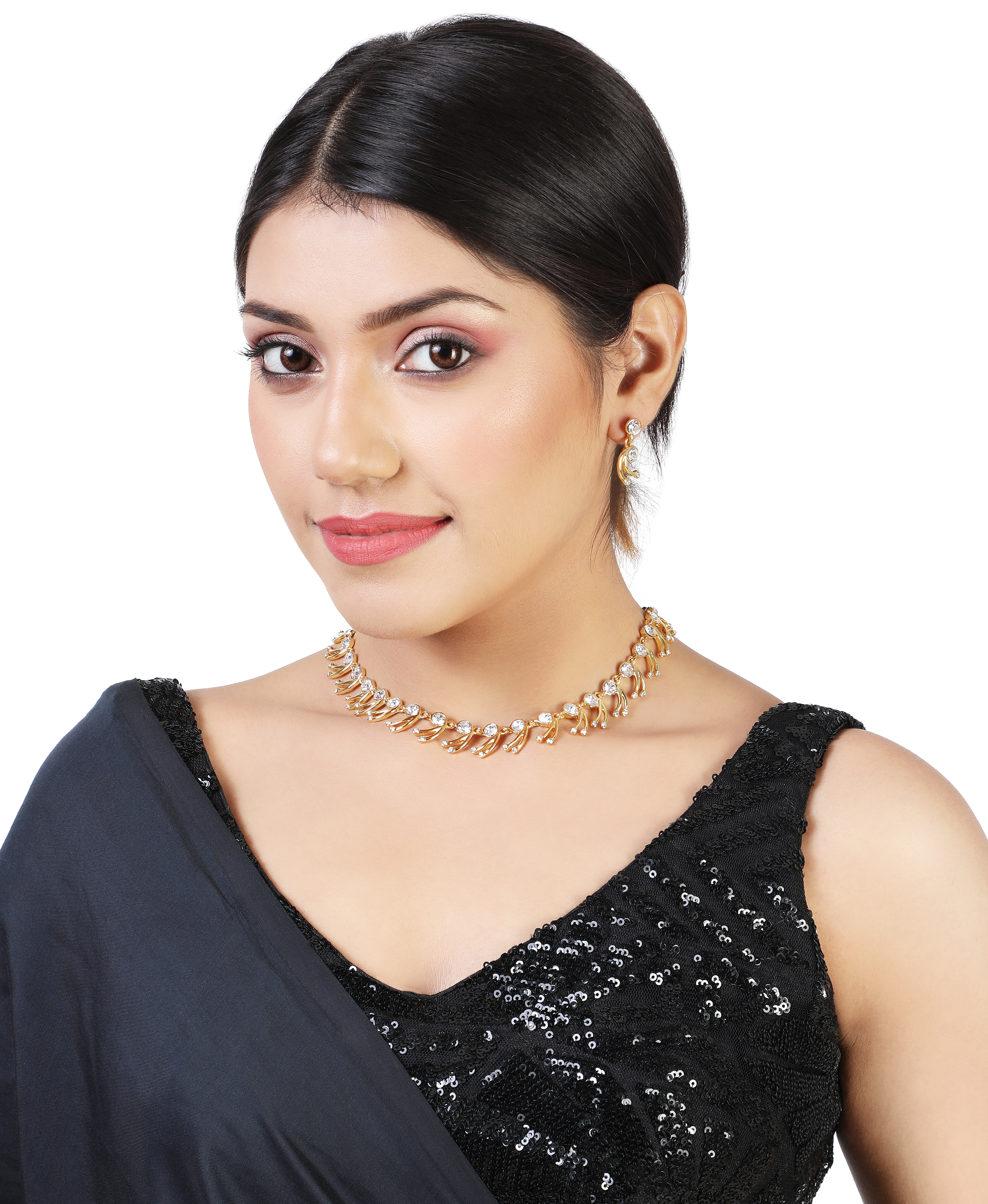 Estele Gold Plated Stylish Necklace Set with Austrian Crystals for Women
