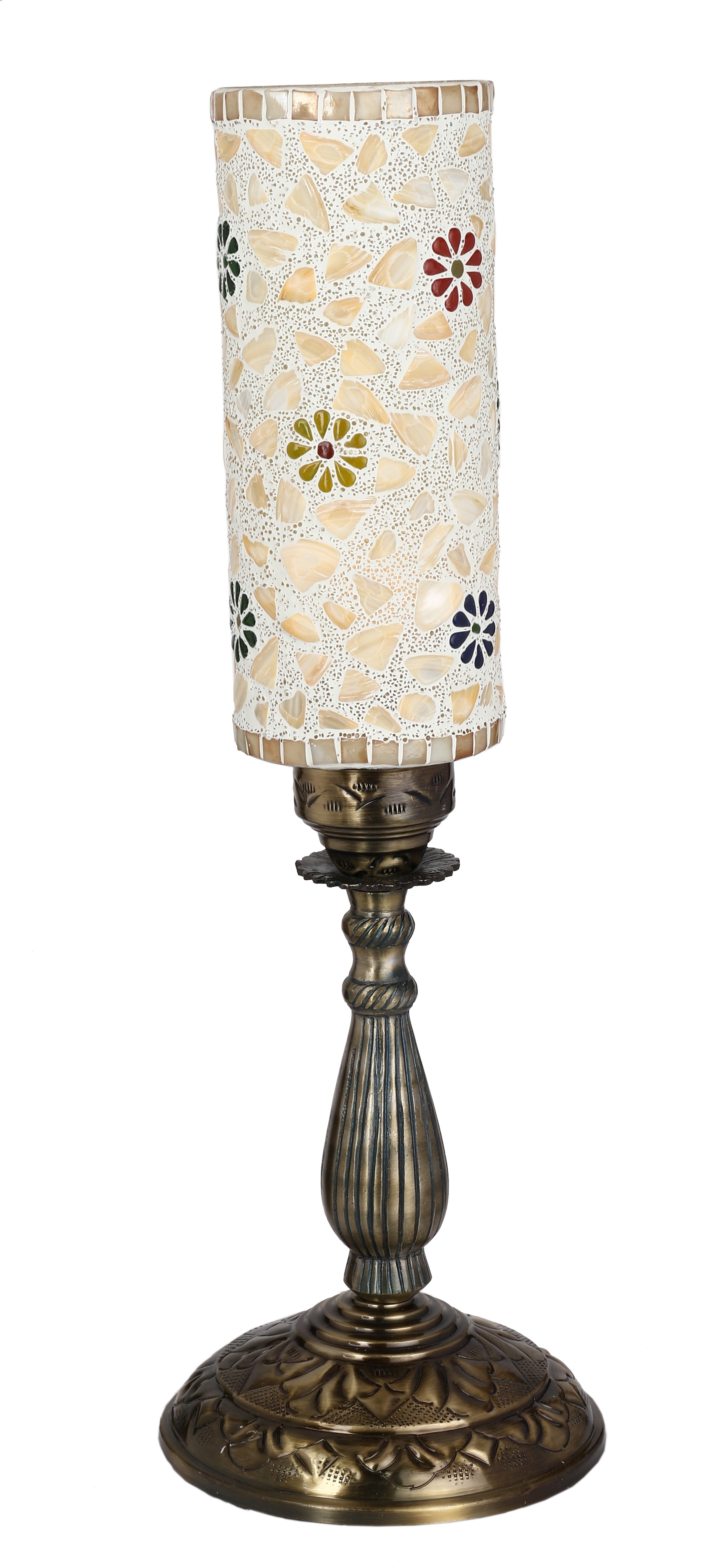 Antique Style Metal & Glass Table Lamp For Home