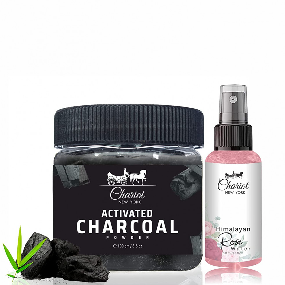 Chariot New York Activated Charcoal Powder 100 gm With Rose Water 50 ml Free