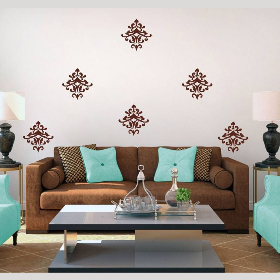 STICKER STUDIO Wall Sticker (Arabic Morif,Surface Covering Area - 180 x 180 cm) 6 Qty. Large vinly (Pack of 6)