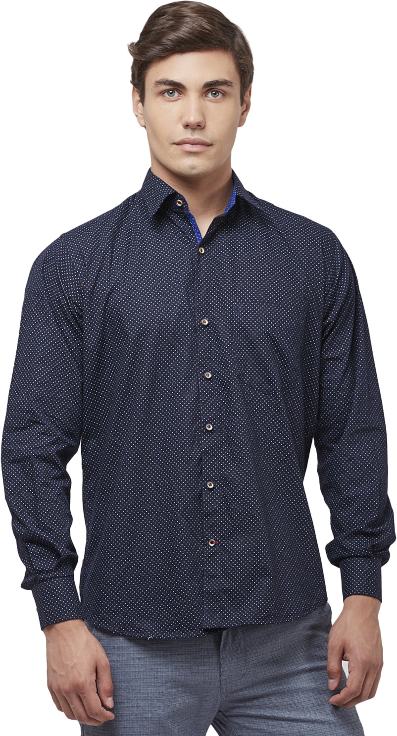 TAHVO Men Printed Casual Blue Shirt 