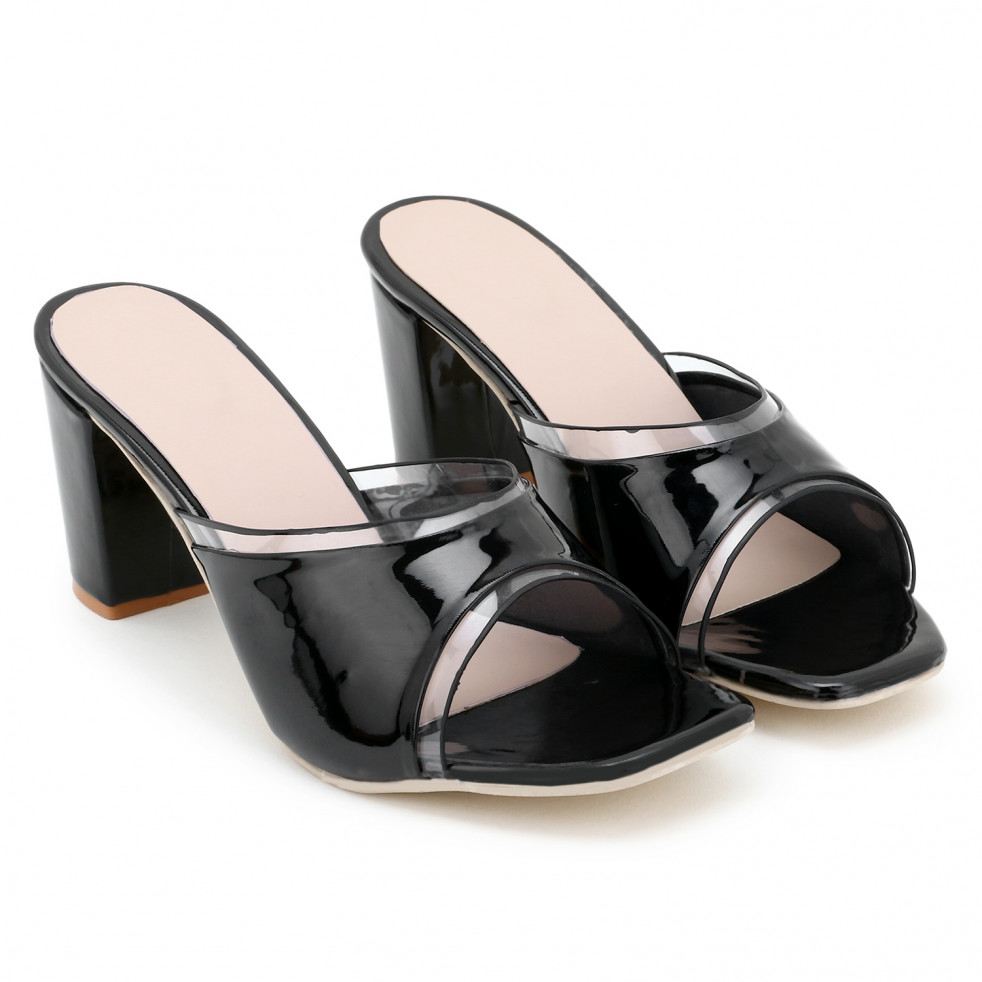 CHINRAAG Comfortable High Heel Sandal for Womens -Black