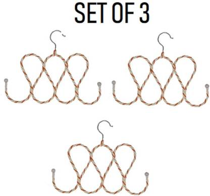 Connectwide Steel Scarf Pack of 3 Hangers For  Scarf(Platinum)