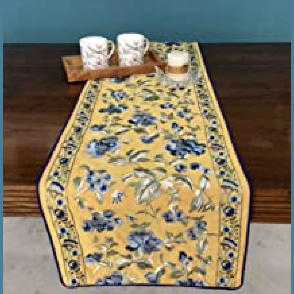 Tara Sparkling Homes Embroidered Table Runner Bed Runner In Cotton Silk
