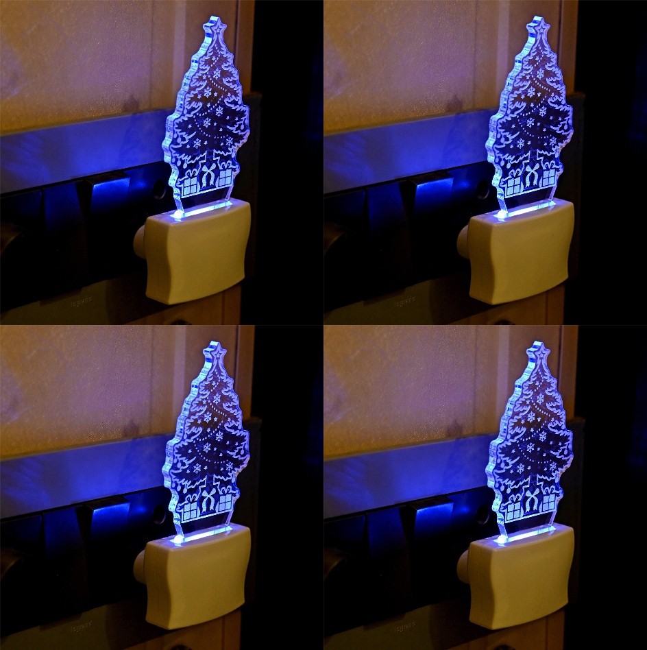 3D Illusion Decorated Christmas Tree LED Plug & Play Wall Lamp