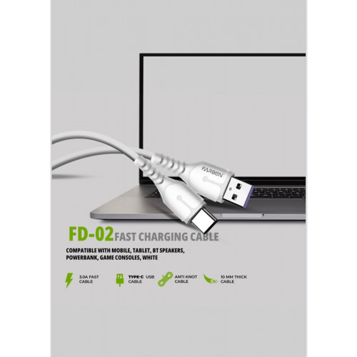 Farben Type C Cable 3.0 Amp - Fast Charging and Data Transfer, Durable Design
