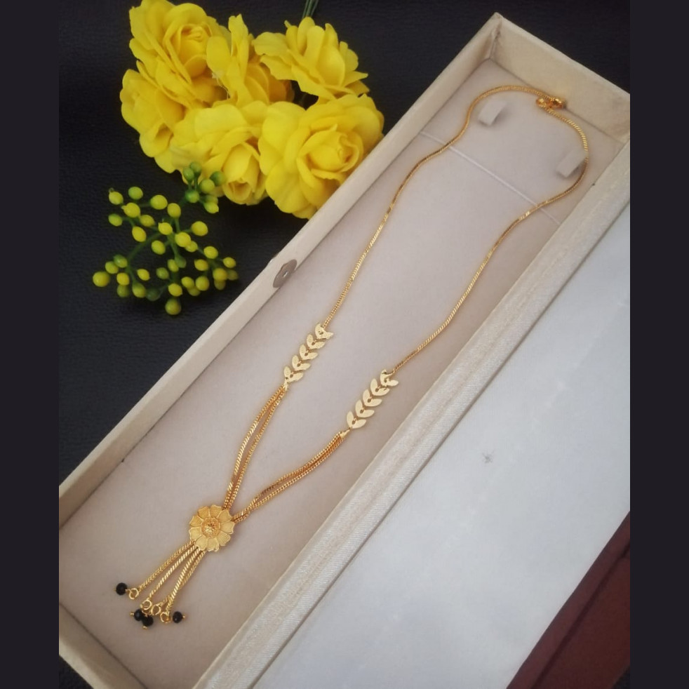 Gold Plated Mangalsutra American Diamond Necklace Pendant Golden Chain for Women & Girls