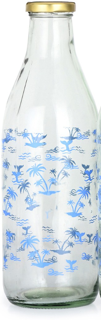 Blue Tree Glass Water/Milk Bottle, Metal Metal Cap, 1000ML, Pack Of 1
