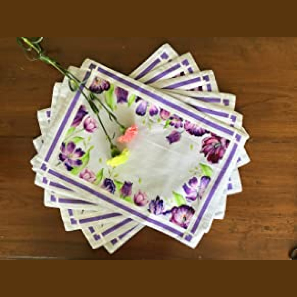 Tara Sparkling Homes Premium Cotton Table Mats/Place Mats - Violet - (Set Of 4)