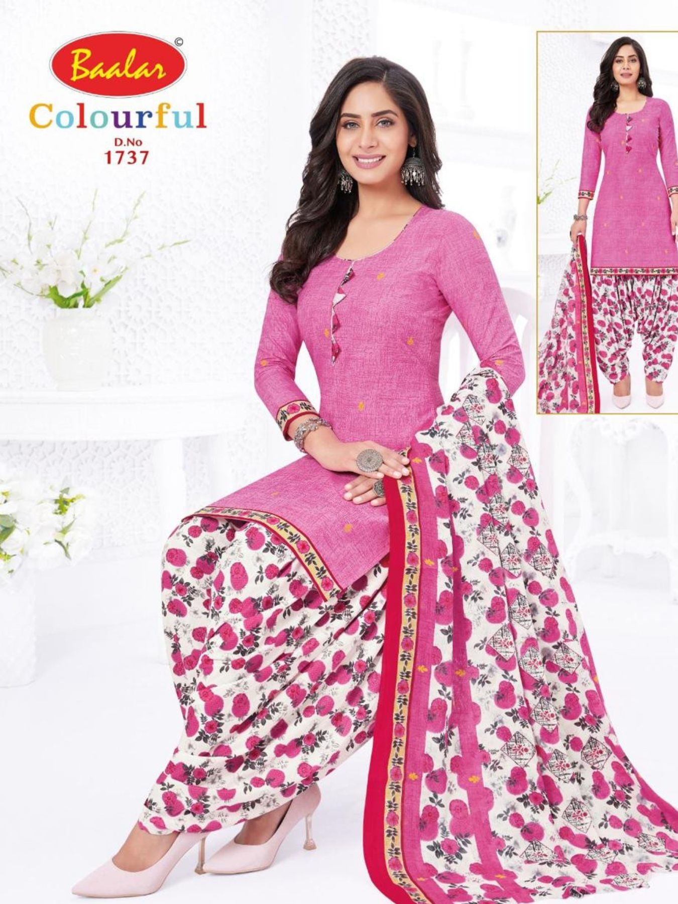 Balar Cotton Dress Material (Light Pink)