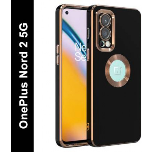 KartV Back Cover for OnePlus Nord 2 5G  (Black, Gold, Electroplated, Silicon, Pack of: 1)