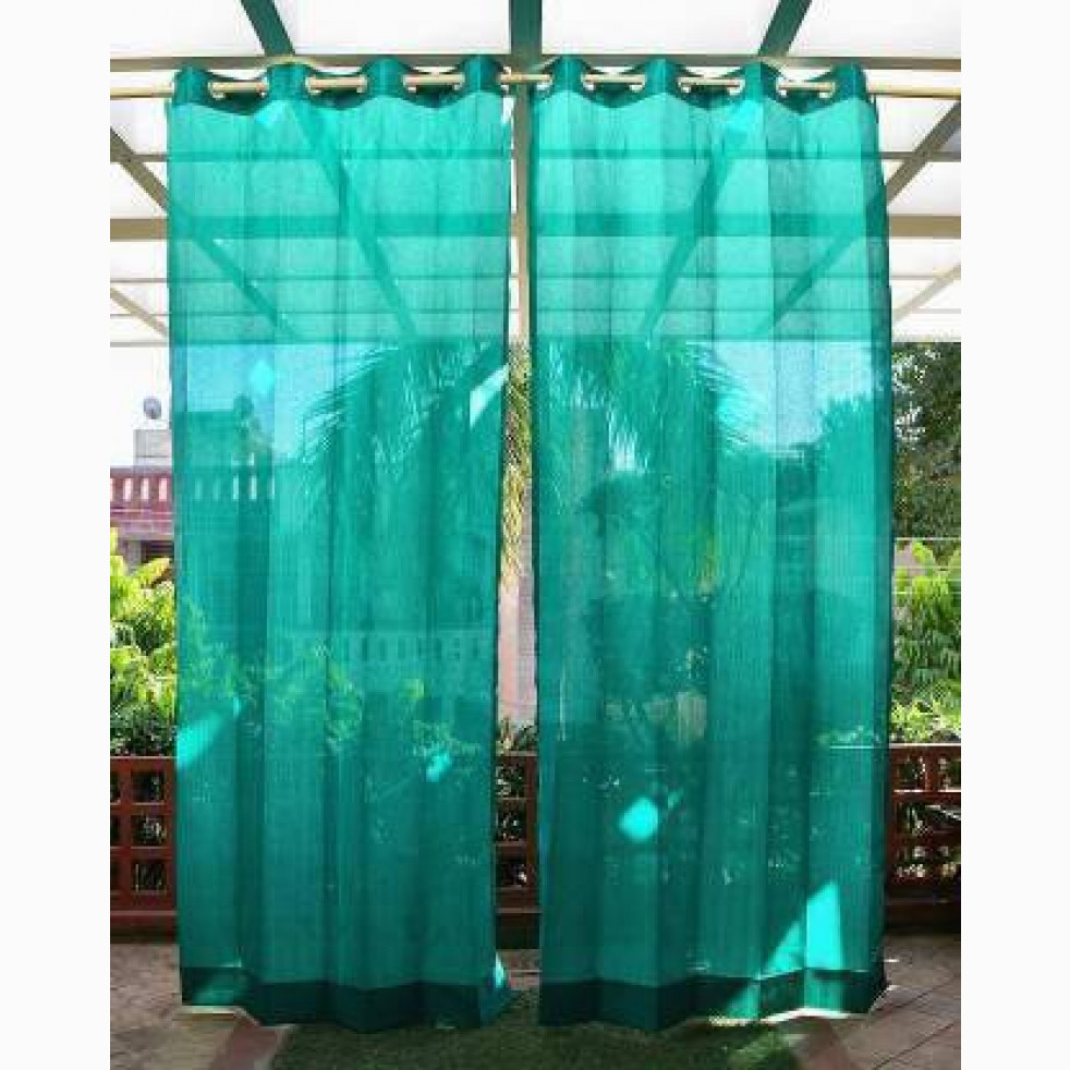 Boutique Ever 274 Cm (9 Ft) Pvc Long Door Curtain (Pack Of 2) (Solid, Green)