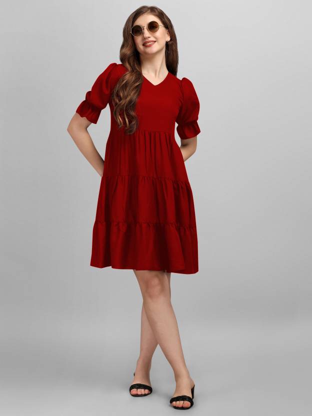 Women A-line Red Dress