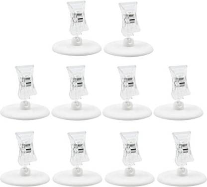 Connectwide Clear POP Plastic Sign Clips Rotatable Place Card Name Cards 10 Card HolderÃ¯Â¿Â½(Pearl White)