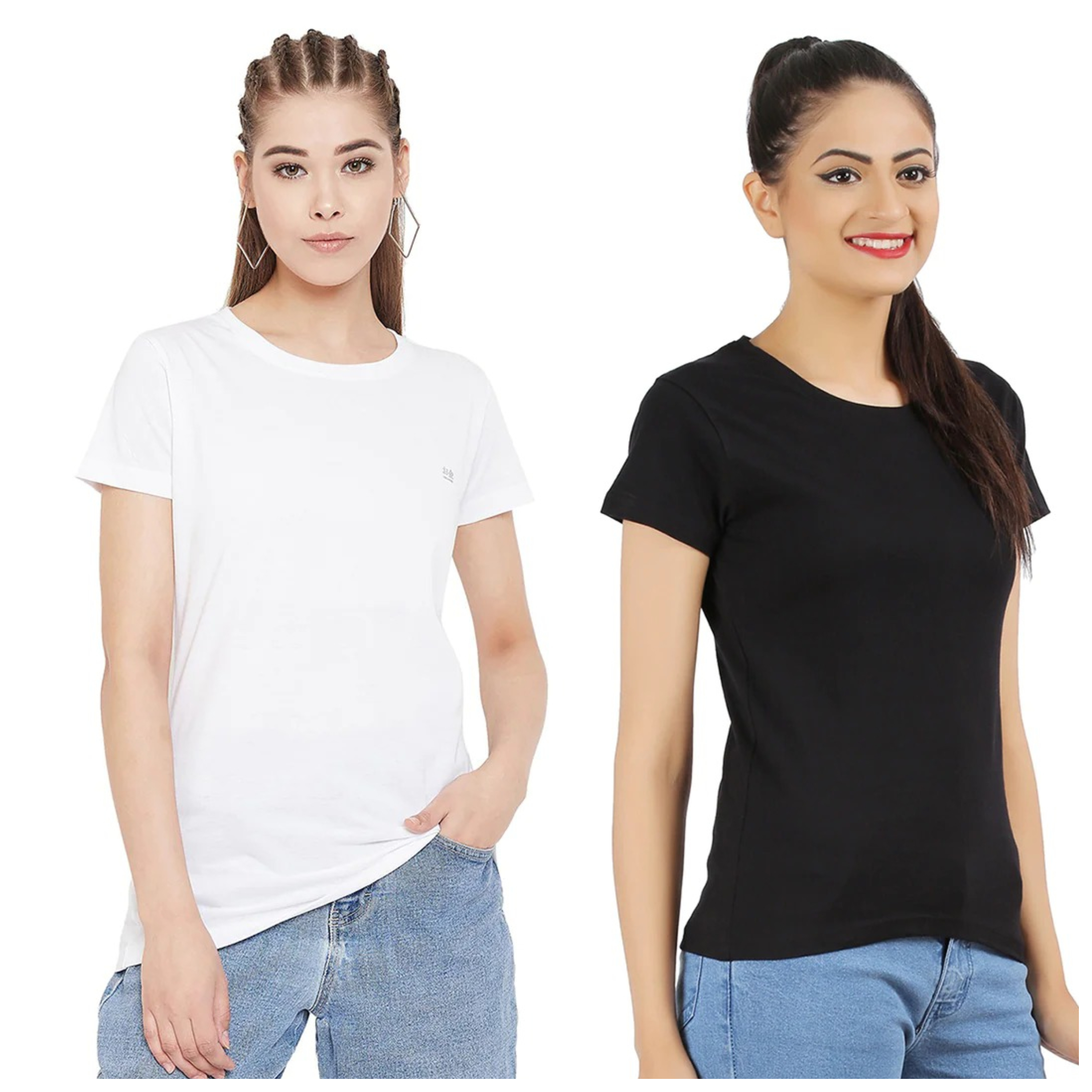 Tijuca Fashion Girls Half Sleeves Black and White T-Shirts Combo Pack (White & Black)