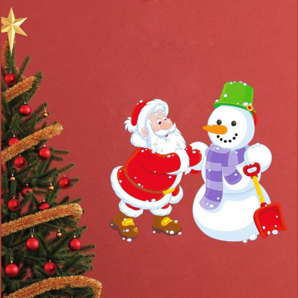 STICKER STUDIO Christmas Wall Sticker "Snow man"Wall Sticker & Decal (PVC Vinyl,Size -58 x 53 cm) Large Vinyl