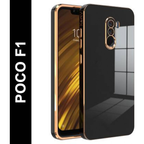 KartV Back Cover for POCO F1  (Black, Gold, Electroplated, Silicon, Pack of: 1)