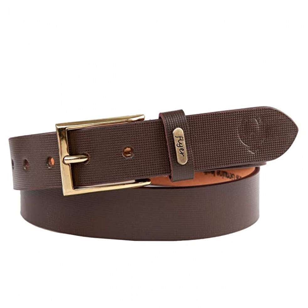 Flyer Leather belt for men/gents Formal/CasualBrown) Buckle Adjustable Size