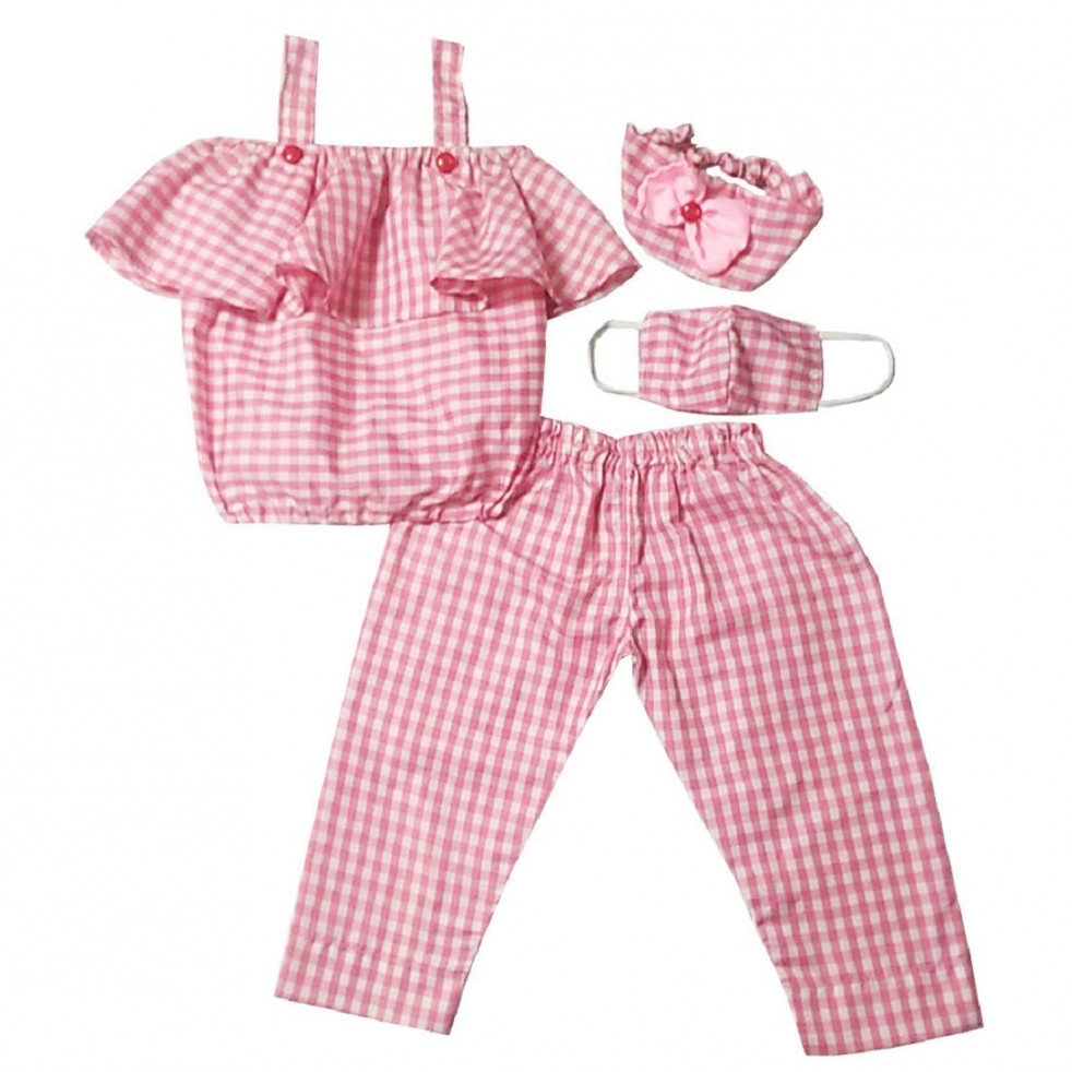 Top & Pant Set for Girls-Light Pink