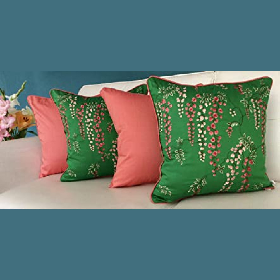 Tara Sparkling Homes Embroidered Cushion Covers - (Set Of 4)