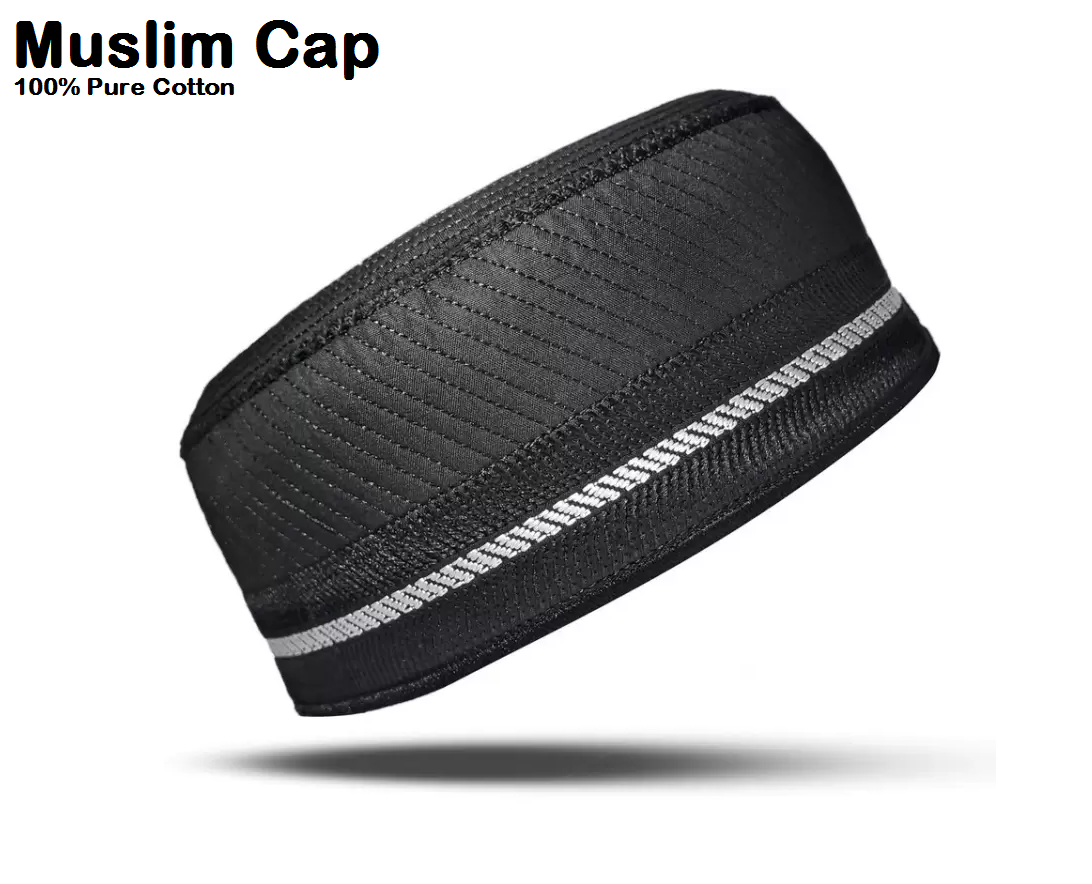 Latest Stylish Muslim Solid Prayer Cap - Black