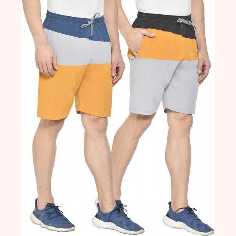 Haoser India Pack Of 2 Solid Men Multicolor Basic Shorts