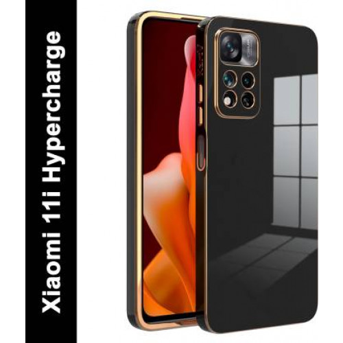 KartV Back Cover for Mi 11i Hypercharge, Xiaomi 11i Hypercharge  (Black, Gold, Electroplated, Silicon, Pack of: 1)