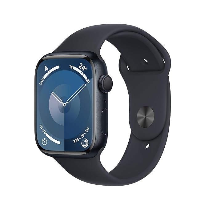 Apple Watch Series 9 [GPS 45mm] Smartwatch with Midnight Aluminum Case with Midnight Sport Band M/L. Fitness Tracker, Blood Oxygen & ECG Apps, Always-On Retina Display, Water Resistant
