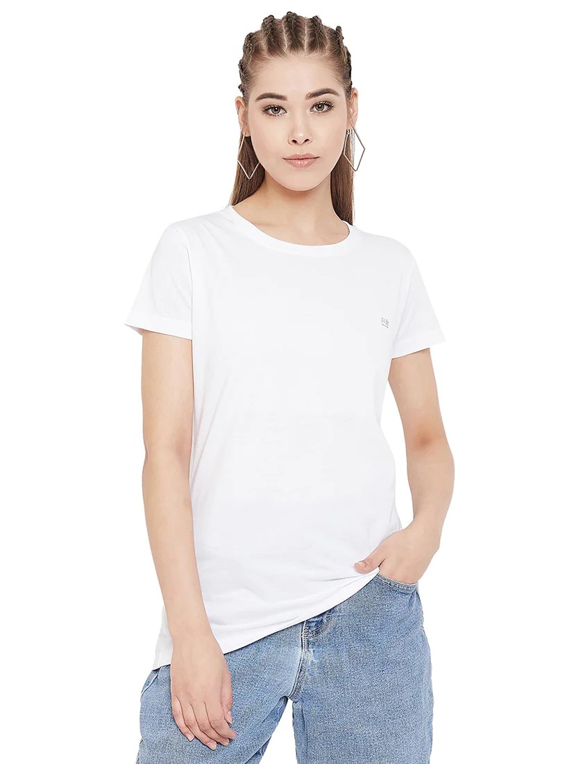 Tijuca Fashion Girls Half Sleeves White T-Shirts (White)