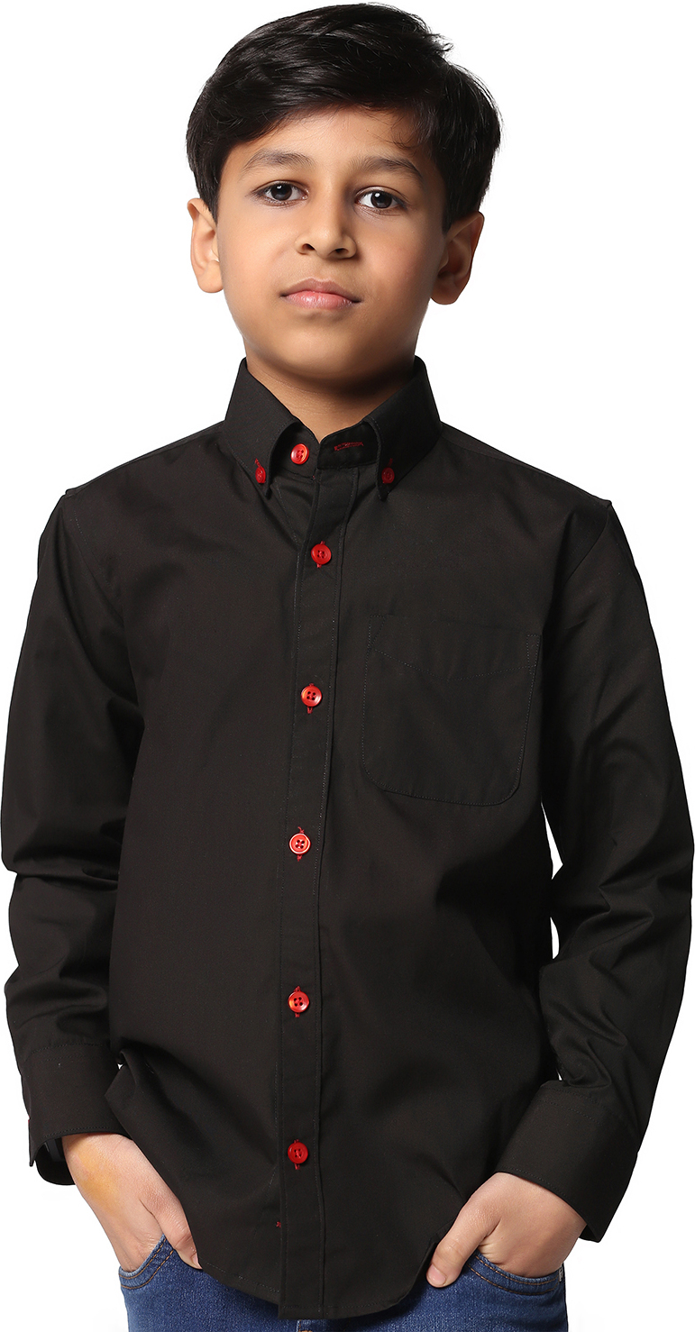TAHVO Boys Solid Casual Black Shirt