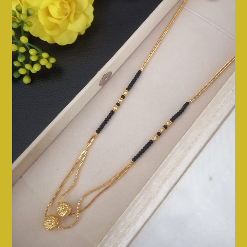 Gold Plated Nacklace Mangalsutra Black Bead & Golden Chain for Woman & Girls