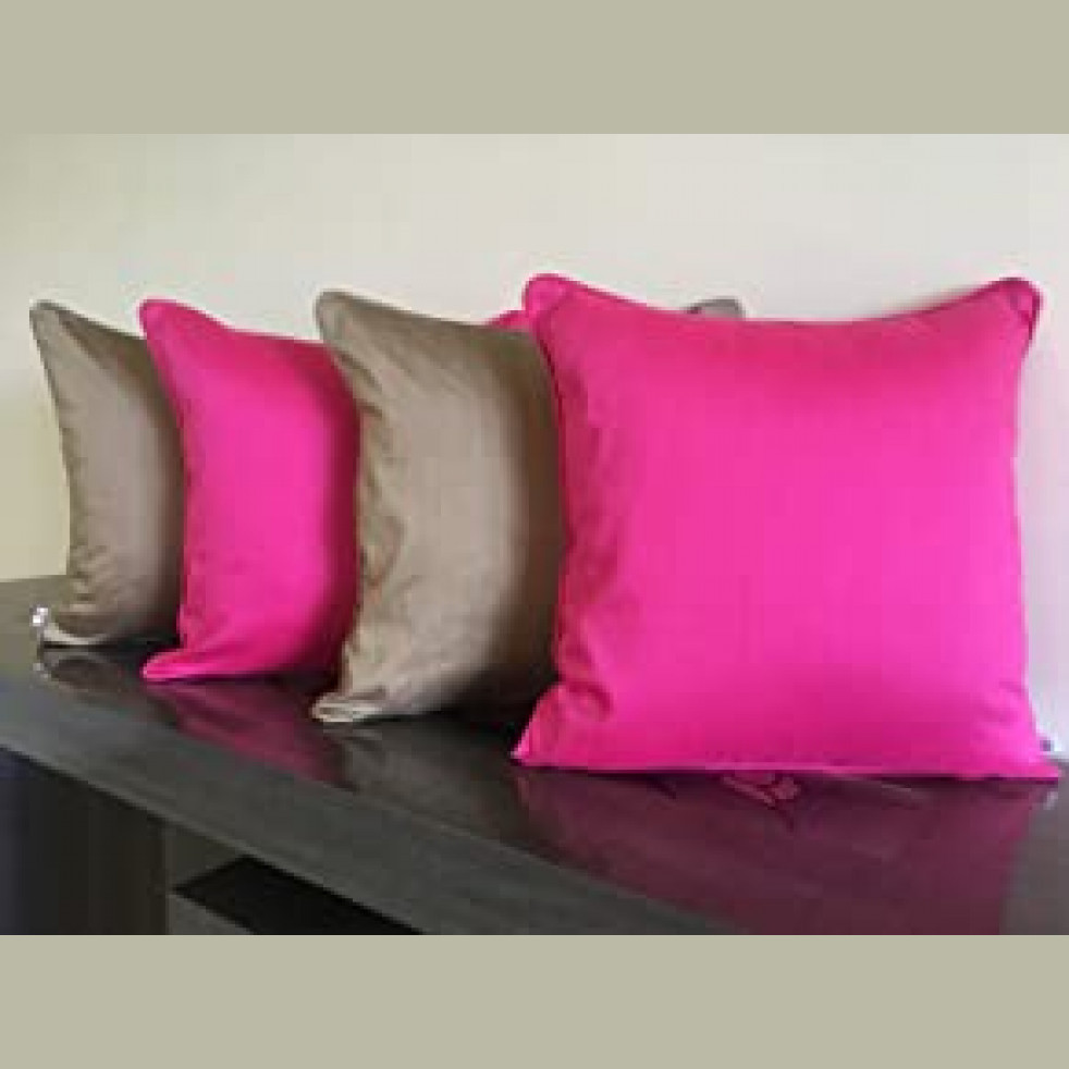 Tara Sparkling Homes Reversible Four Xtra Shots Cushion Cover - Fuchsia Pink And Dusky Gold - (Set Of 4)
