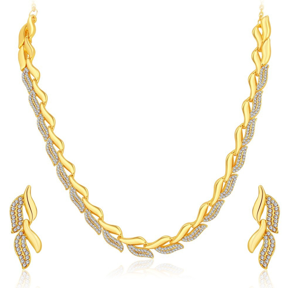 Sukkhi Graceful Gold Plated Austrian Diamond Necklace Set