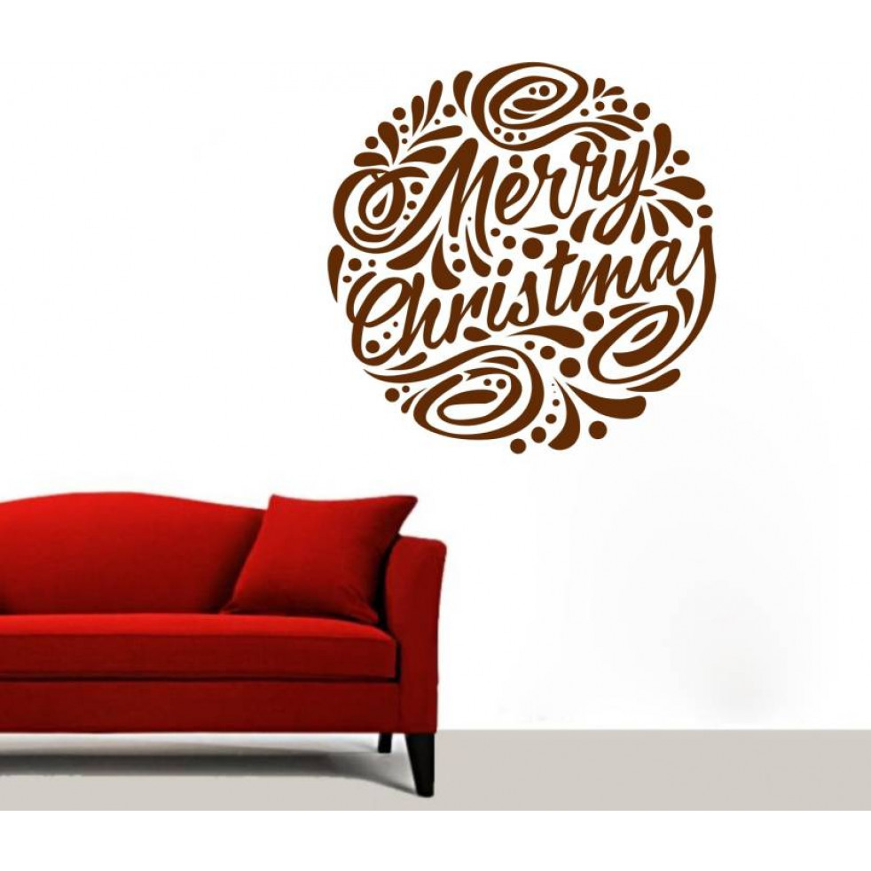 STICKER STUDIO Wall Sticker (Round merry christmas,Surface Covering Area - 58 x 58 cm) Large Vinyl