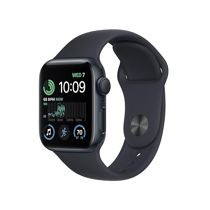 Apple Watch SE (2nd Gen) [GPS 40 mm] Smart Watch w/Midnight Aluminium Case & Midnight Sport Band. Fitness & Sleep Tracker, Crash Detection, Heart Rate Monitor, Retina Display, Water Resistant

