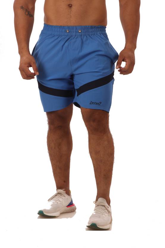 Zesteez Solid, Printed Men Blue, Black Gym Shorts