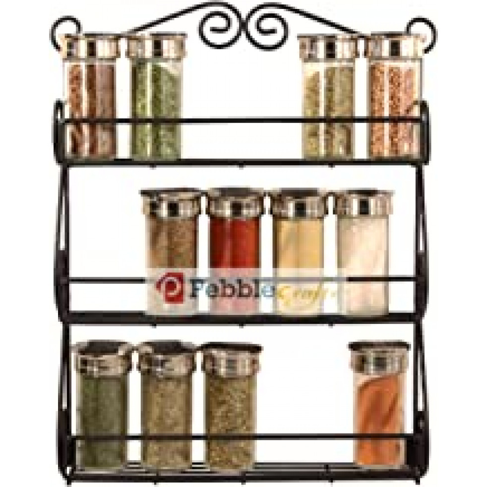 Wrought And Cast Iron Spice Rack, Small, Black