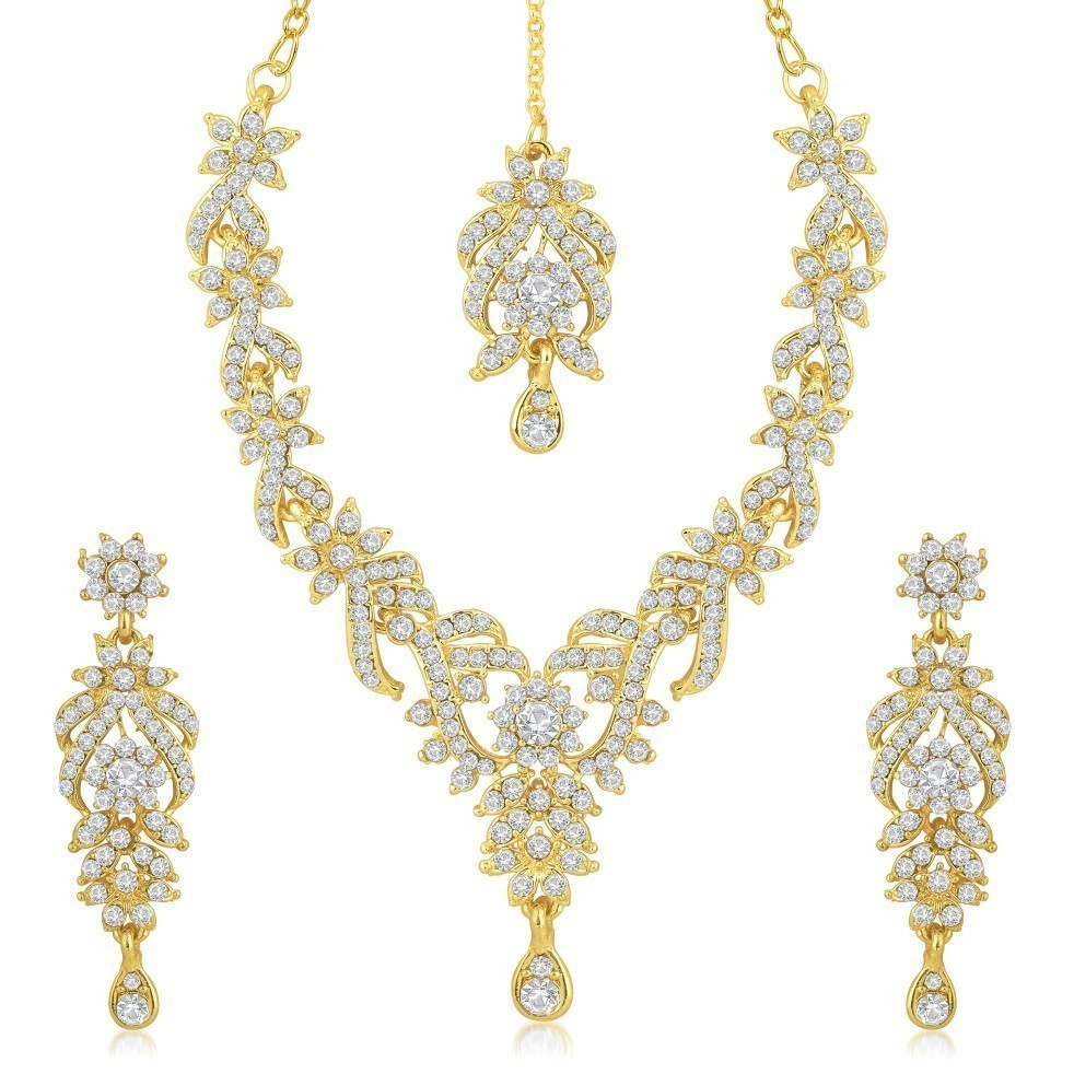 Sukkhi Trendy Gold Plated Austrian Diamond Necklace Set