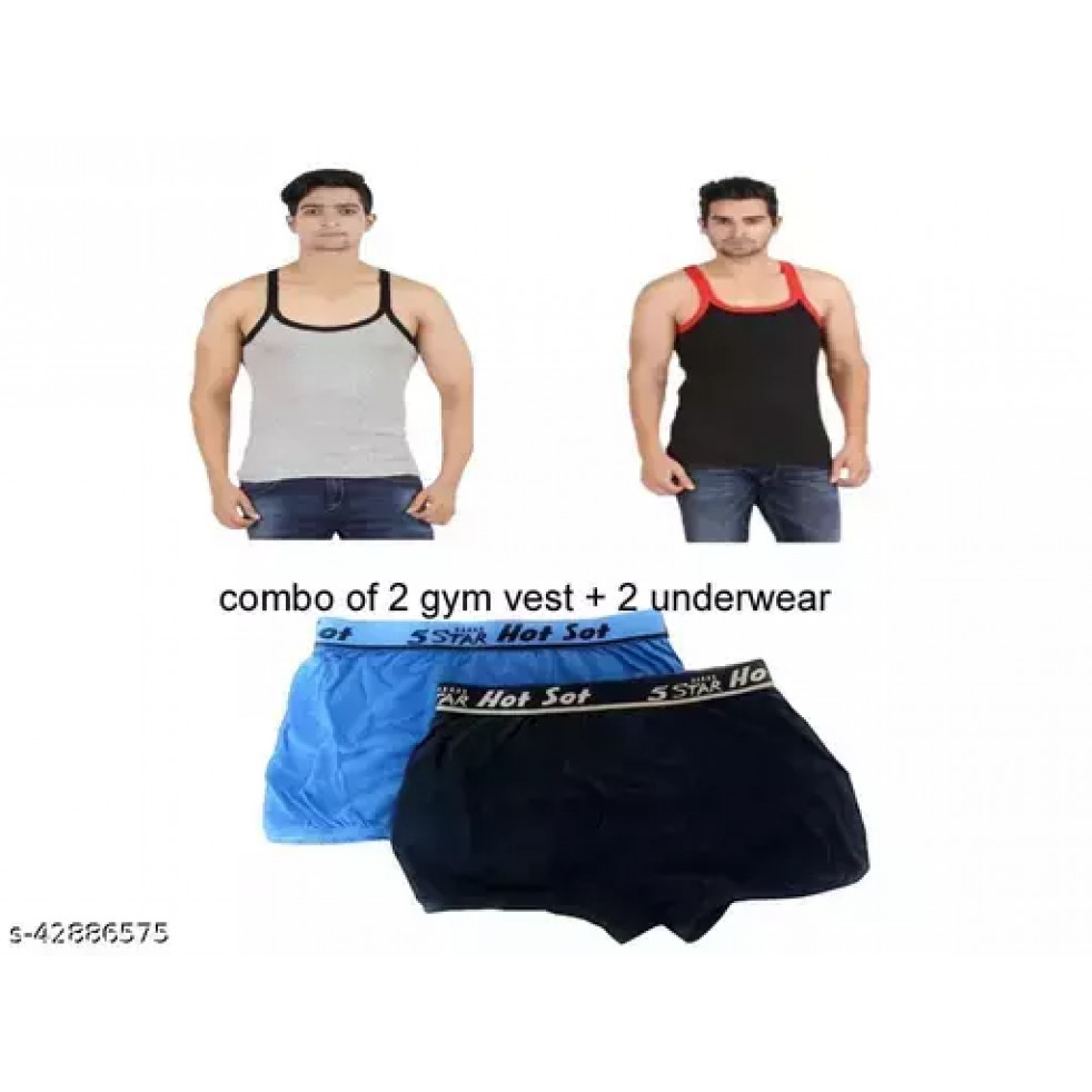 men gym vest and underwear combo of 2