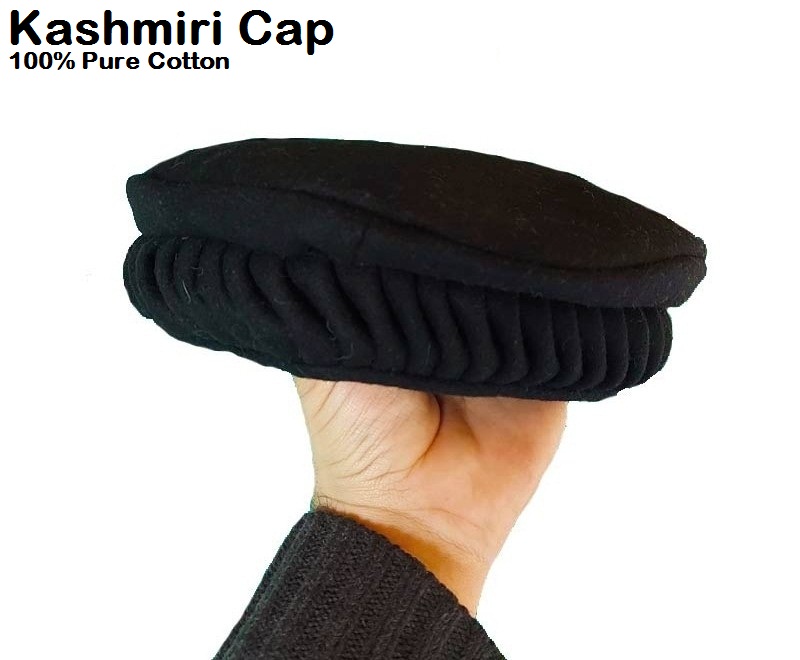 Black Twisted Design Pakol Cap For Mens
